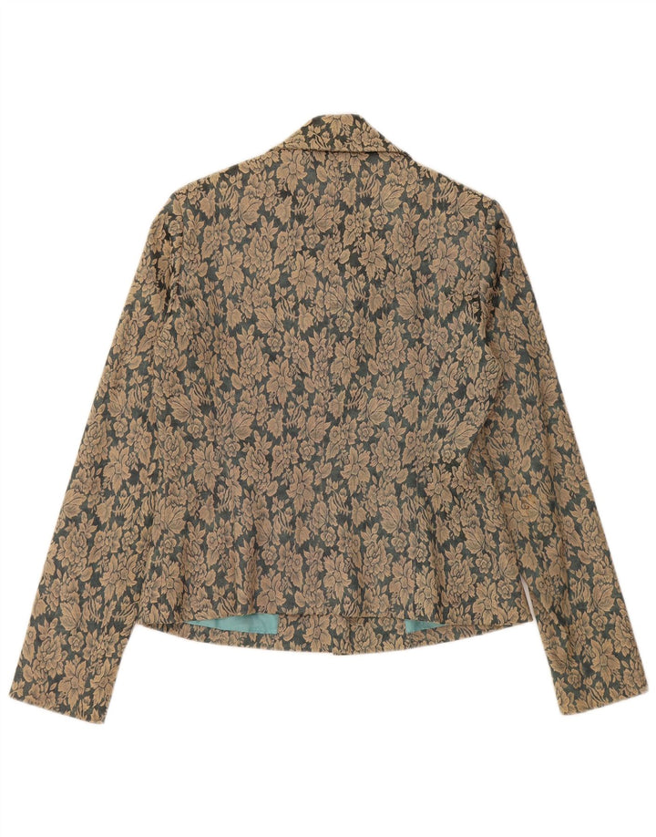 Jachetă pentru femei VINTAGE cu 3 nasturi EU 40 Bumbac Floral Maro Mediu