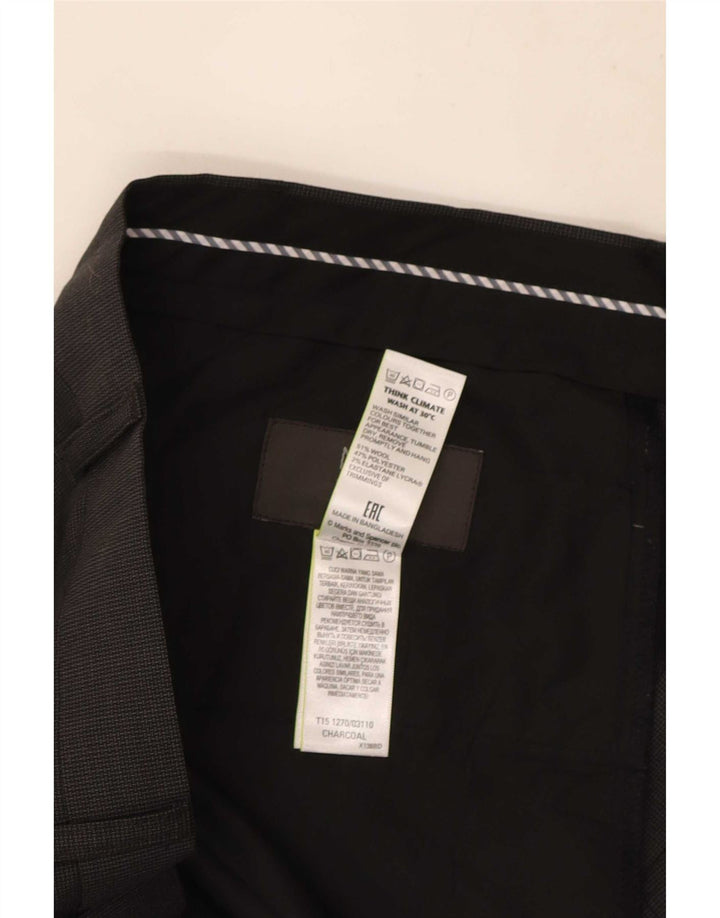 Pantaloni de costum pentru bărbați Marks & Spencer, cu tăiere obișnuită, L38 L31 Lână neagră