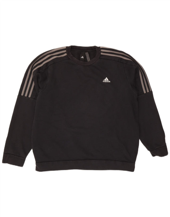 Pulover Adidas pentru bărbați, bumbac mediu negru