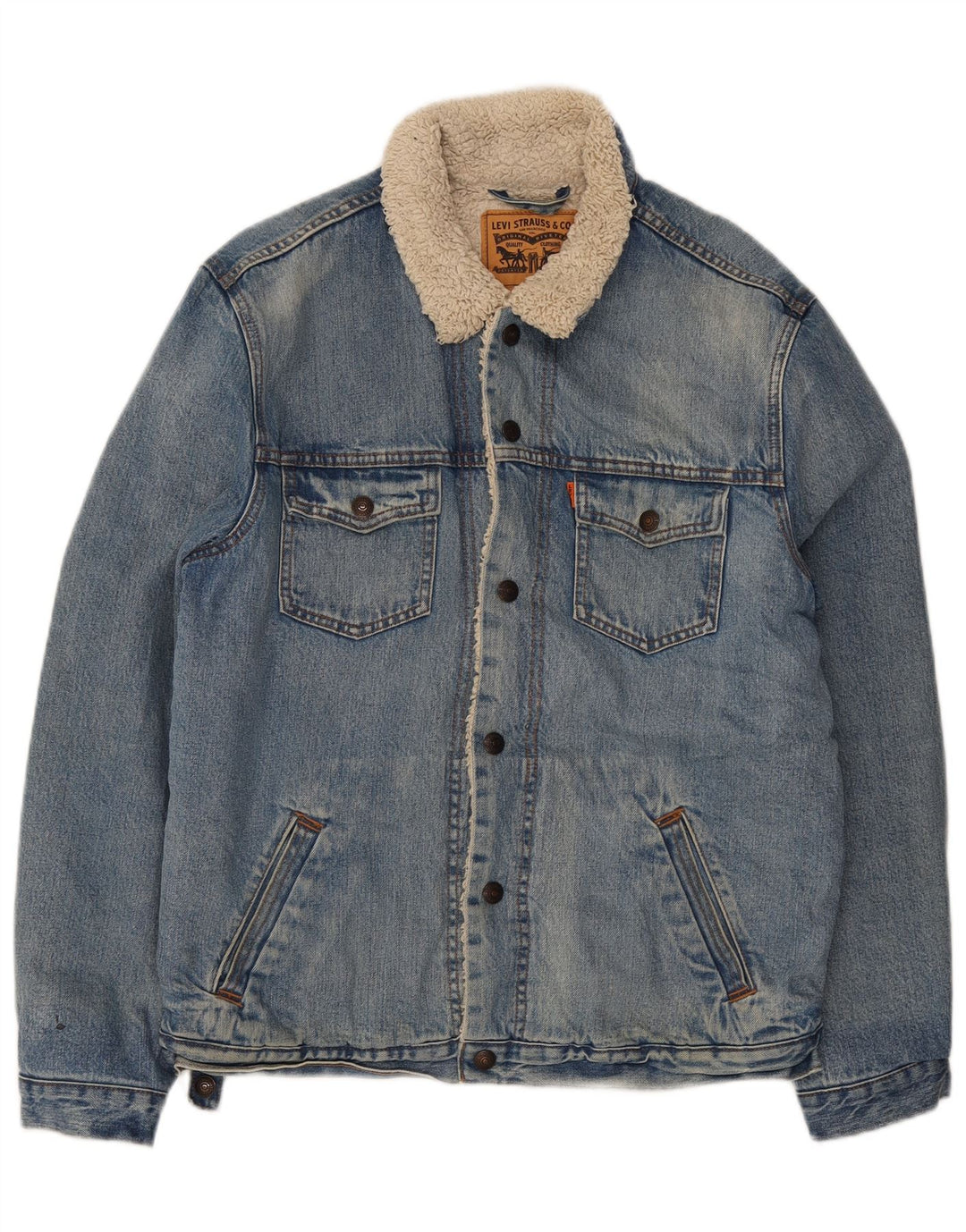 Jachetă pentru bărbați Levi's Sherpa denim UK 40, mare, albastru, bumbac