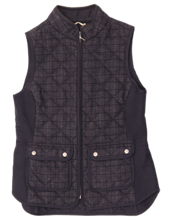 Crew Clothing Gilet matlasat pentru femei UK 10 Small Bleumarin Check Poliester