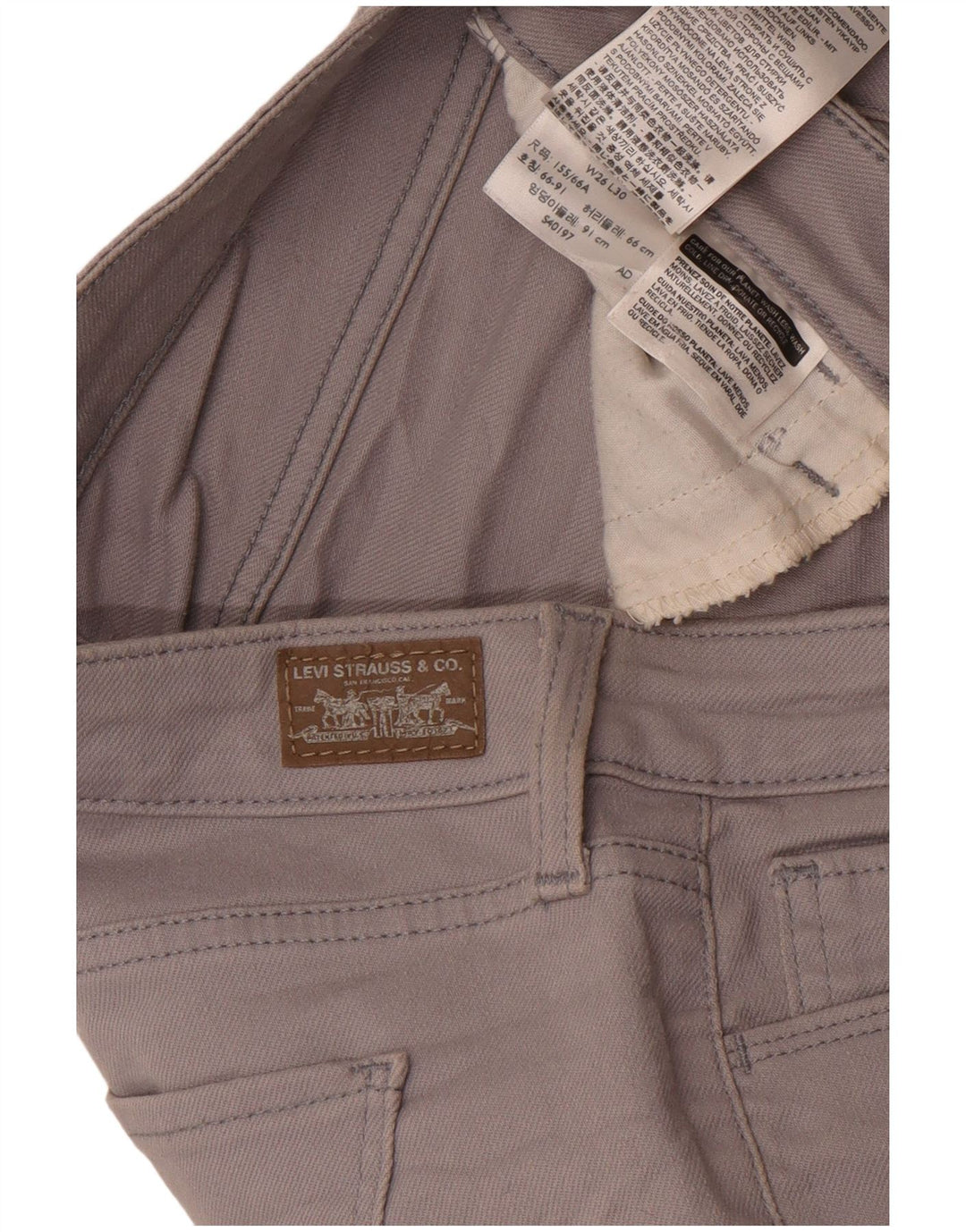 Jeans skinny Levi's pentru femei cu jambiere W26 L30 bumbac gri