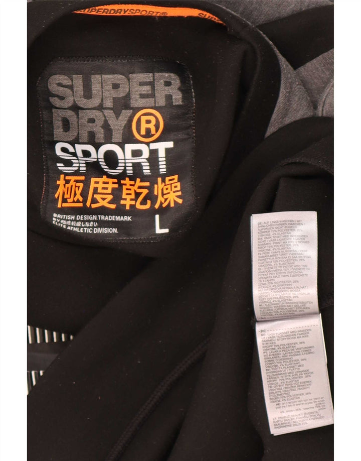 Pulover grafic Superdry pentru bărbați, mare, negru, poliester color bloc