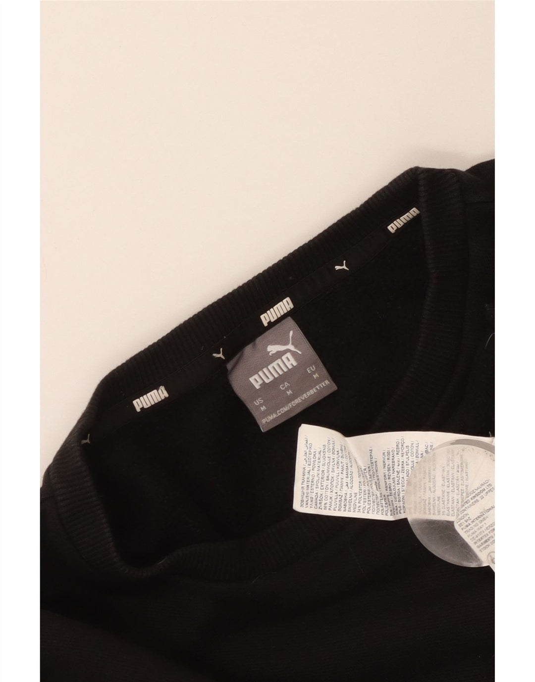 Pulover Puma pentru bărbați, bumbac mediu negru