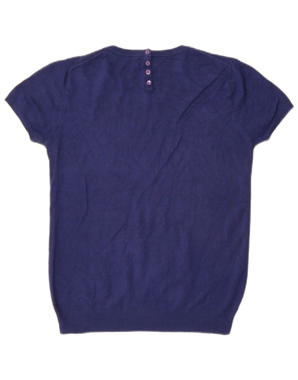 Pulover pentru femei Zara cu mânecă scurtă cu decolteu triplu UK 12 Medium Bleumarin