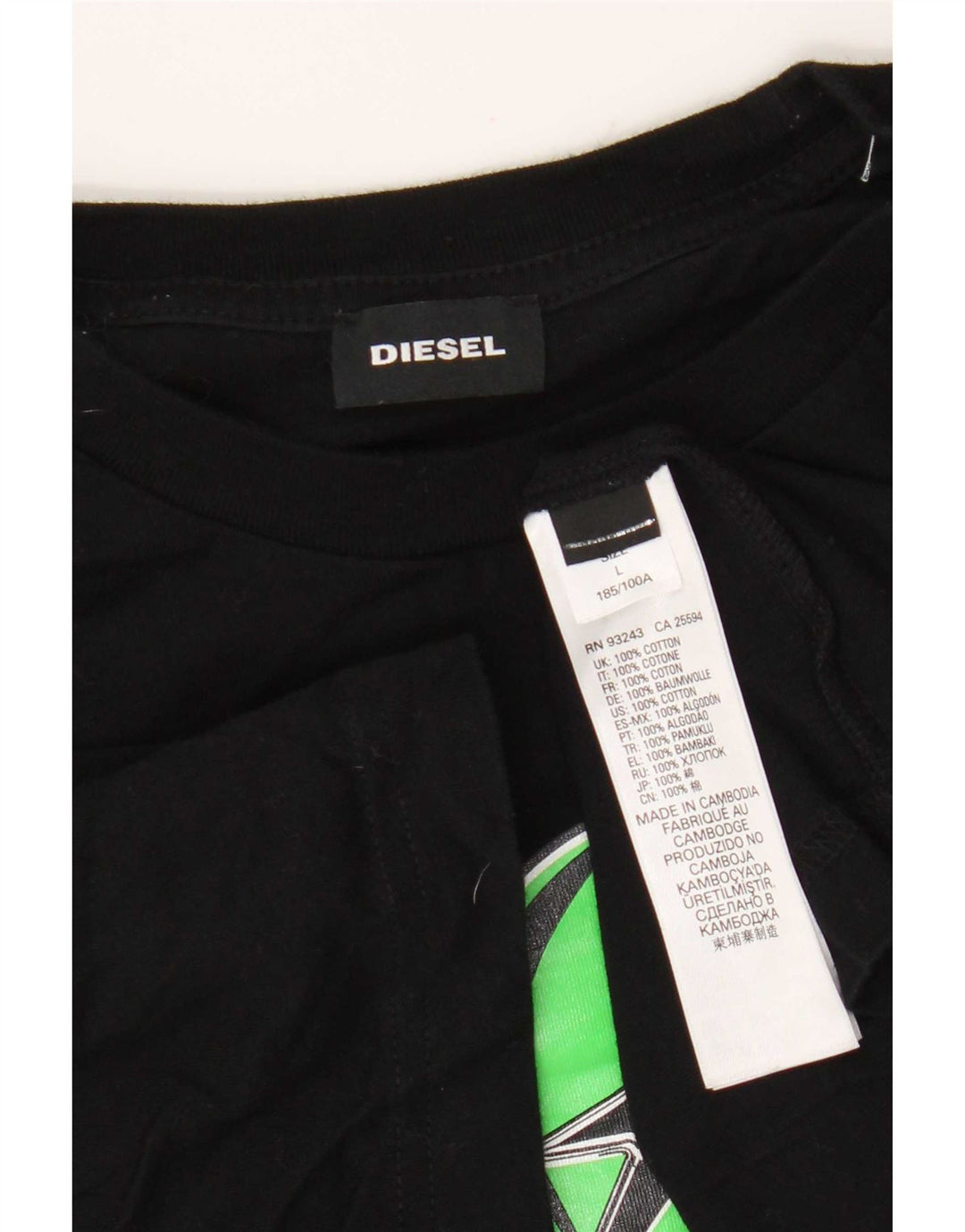 Tricou grafic pentru bărbați Diesel Top mare din bumbac negru
