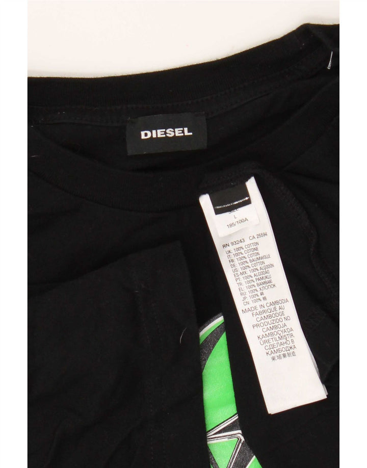 Tricou grafic pentru bărbați Diesel Top mare din bumbac negru