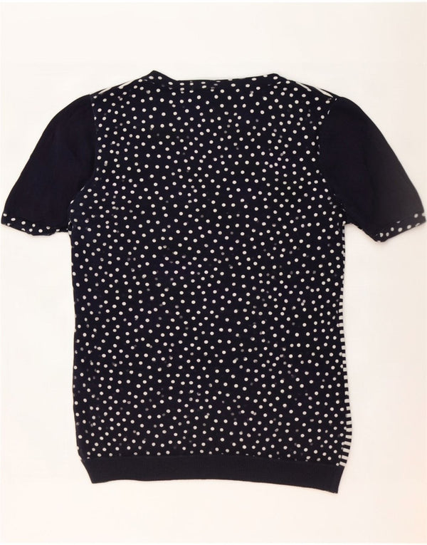 Max Mara Top bluză cu mânecă scurtă pentru femei UK 12 Medium Bleumarin cu dungi