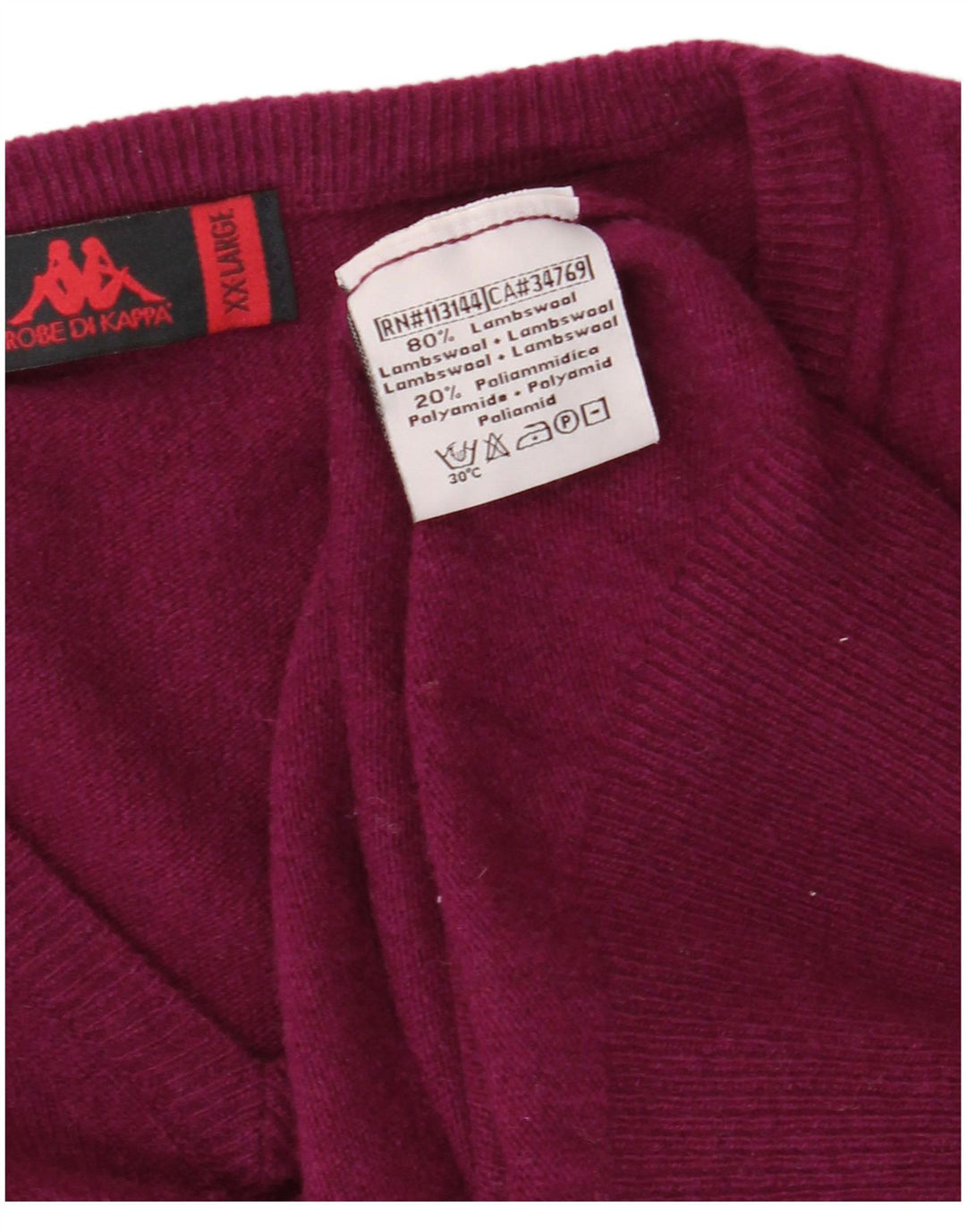Pulover pentru bărbați KAPPA cu decolteu în V, 2XL, mov, lână de miel