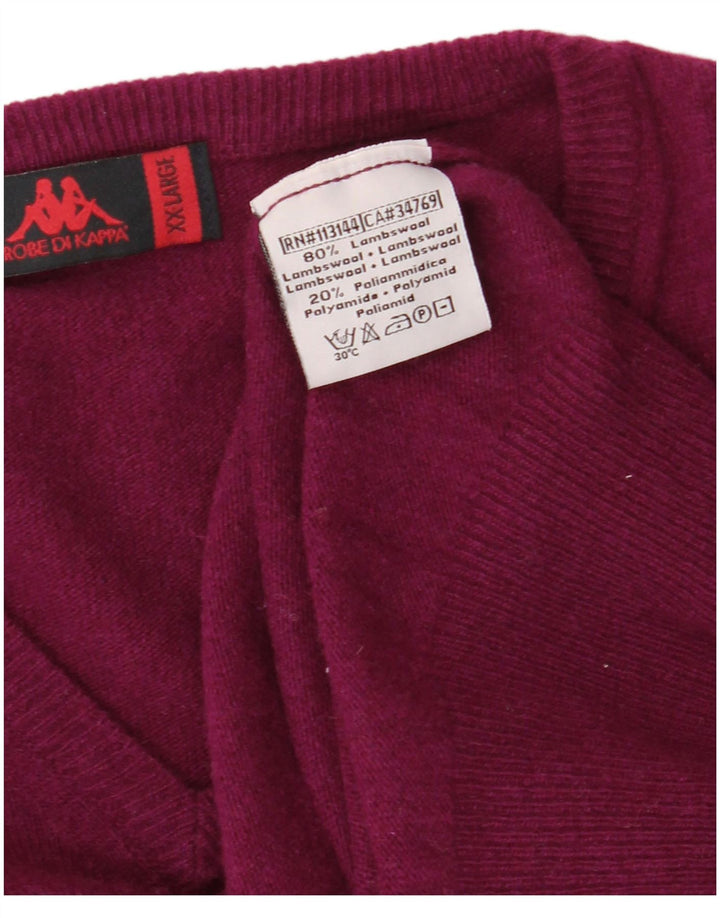 Pulover pentru bărbați KAPPA cu decolteu în V, 2XL, mov, lână de miel