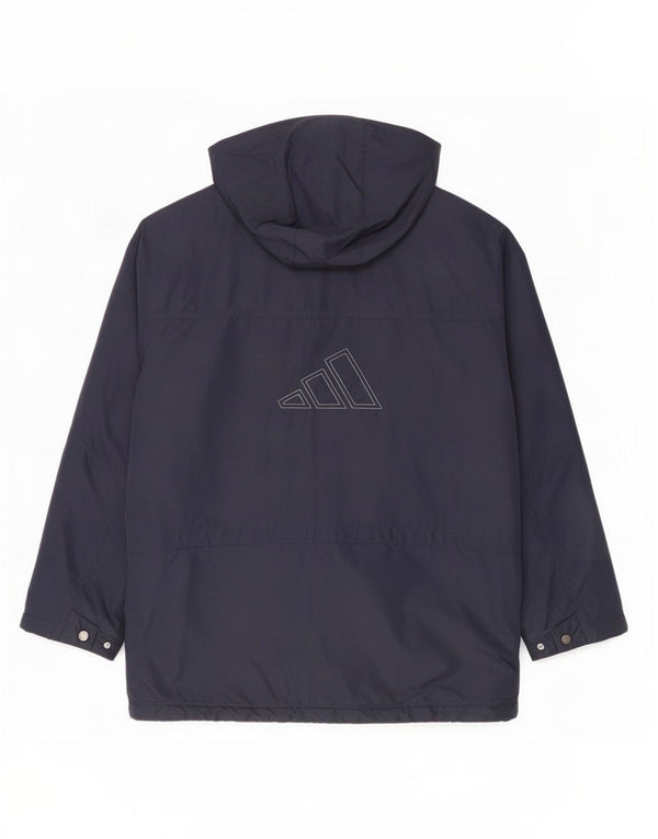 Jachetă de vânt cu glugă cu glugă Adidas pentru bărbați UK 40 Poliamidă mare, albastru bleumarin