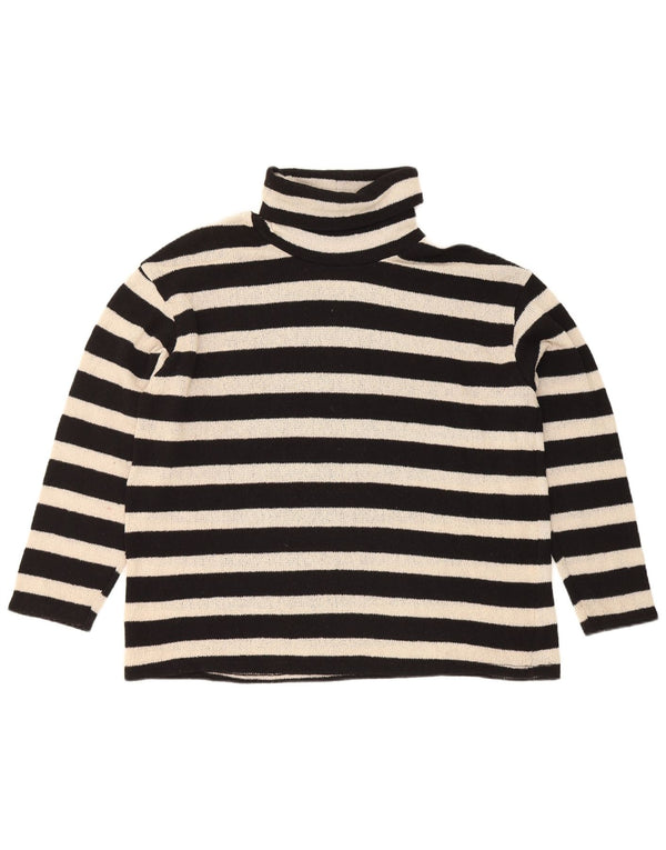 Pulover supradimensionat pentru femei Zara, cu gât rulat, cu dungi mici, negru, UK 10