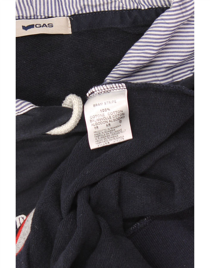 GAS Pulover grafic pentru bărbați din bumbac mare, albastru