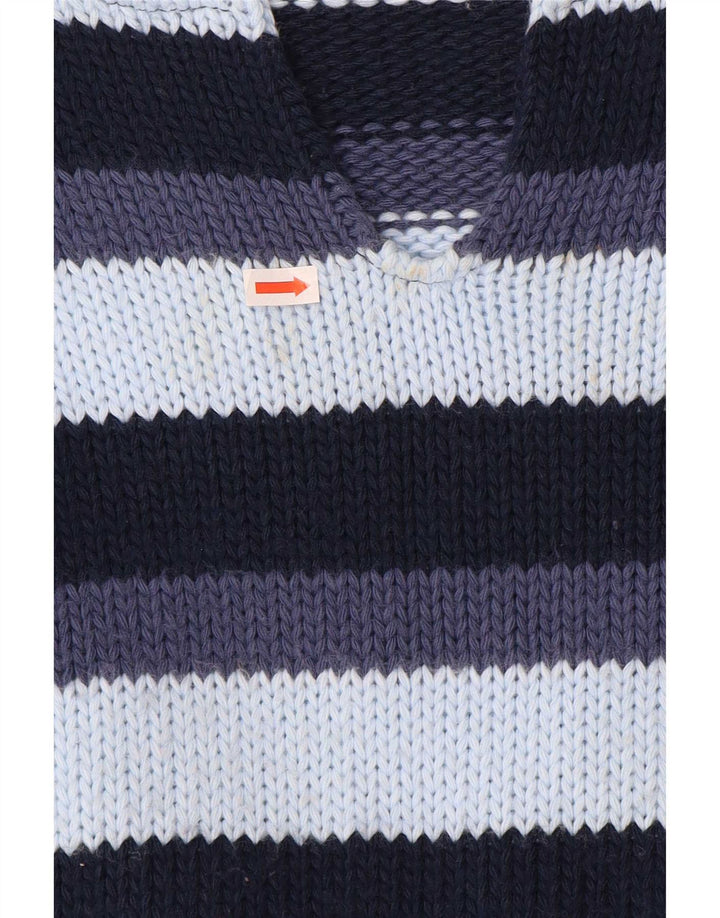 Pulover vintage pentru femei cu decolteu în V UK 12 Medium, multicolore, cu dungi