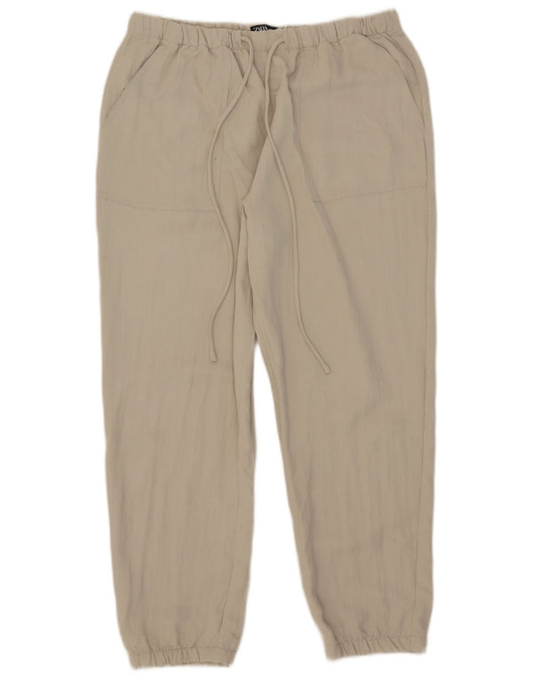 Pantaloni de jogging pentru femei Zara Pantaloni tăiați Mediu L28 L25 Bej Poliester