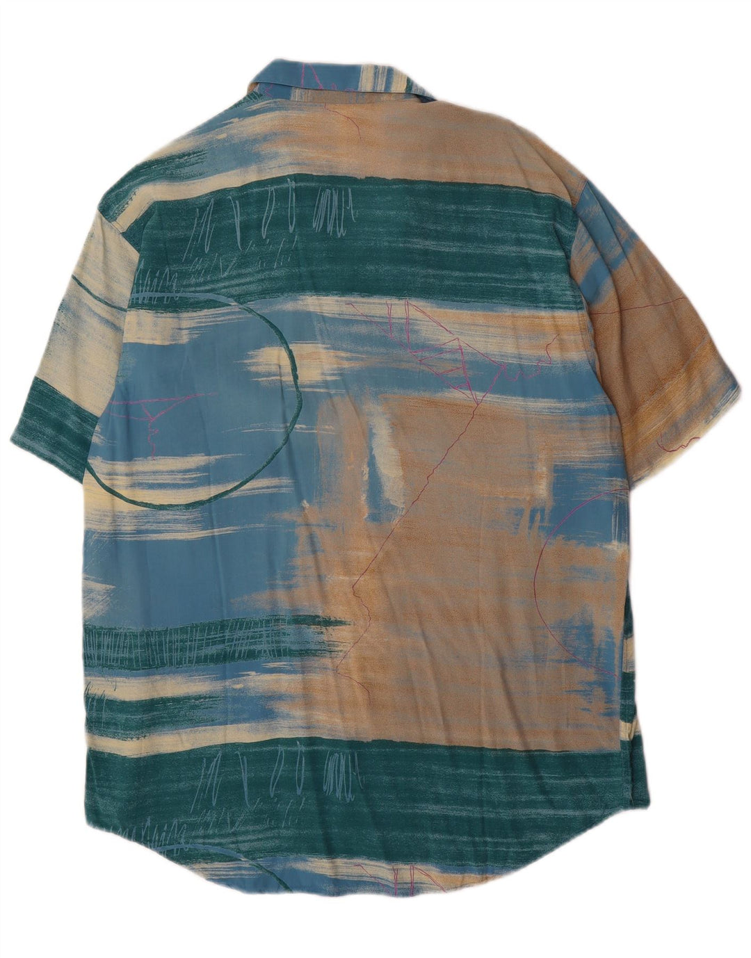 Cămașă cu mânecă scurtă pentru bărbați de epocă cu model abstract, mediu multicolor