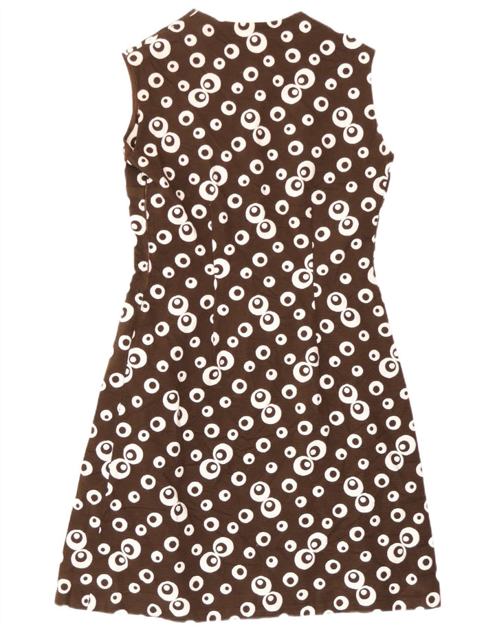 Rochie A-Line fără mâneci cu model abstract pentru femei UK 8 Maro mic