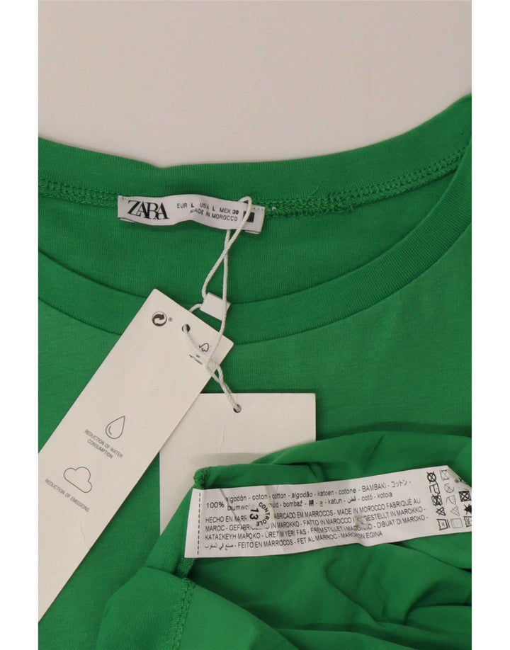Bluză pentru femei Zara UK 16 mare din bumbac verde