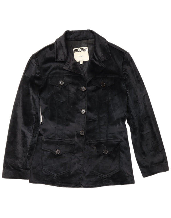 Jachetă Moschino pentru femei din catifea UK 12 Medium Black