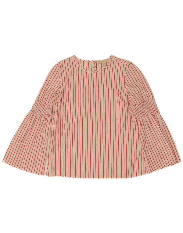 Michael Kors Womens Long Sleeve Blouse Top UK 10 Small Red Striped Cotton