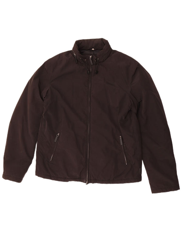 Jachetă de vânt pentru bărbați Armani Jeans, cu glugă, UK 44 2XL, poliester negru