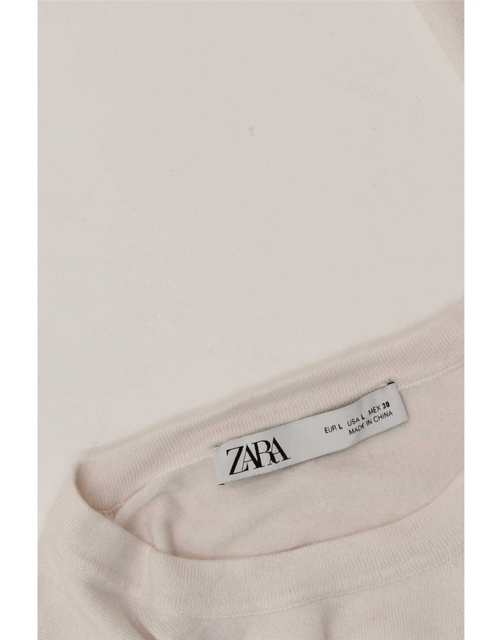 Pulover pentru damă Zara, cu gât turnut, mare, alb