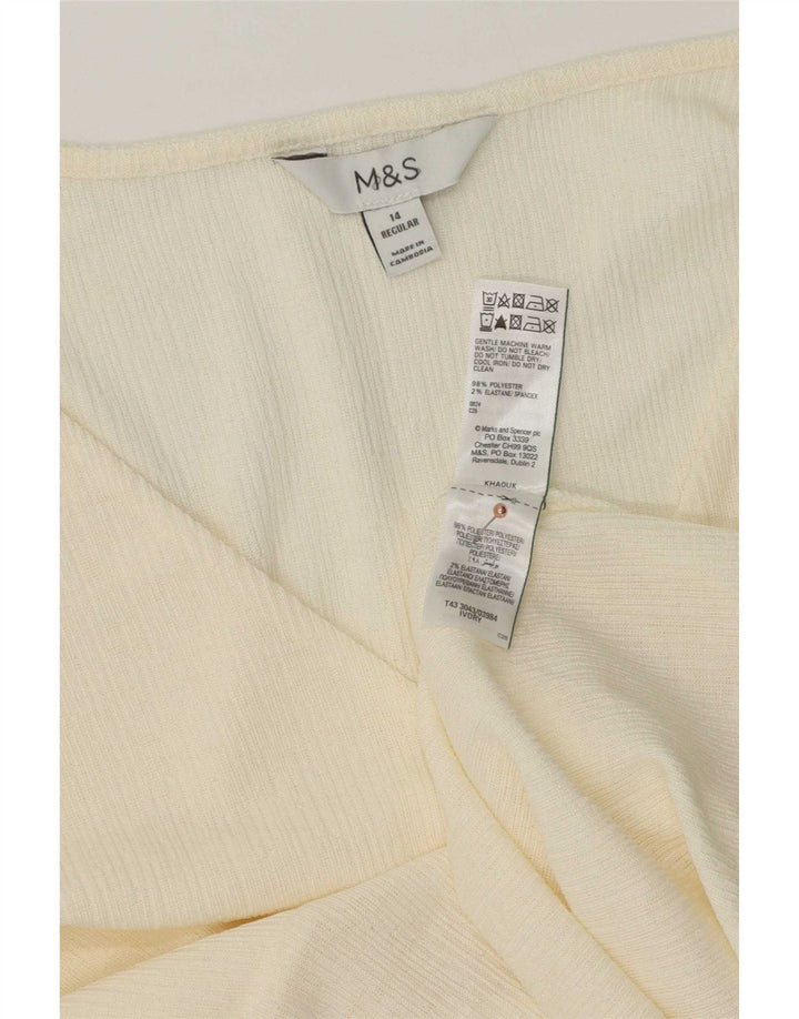 Top pentru femei Marks & Spencer cu mânecă lungă UK 14 Poliester alb mediu mediu