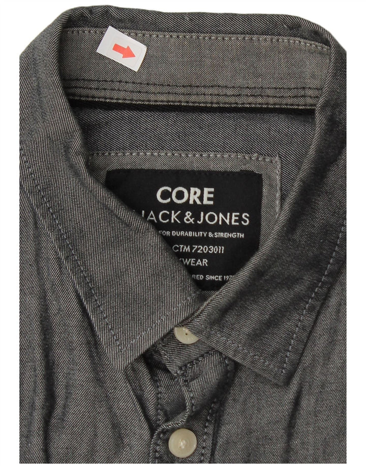 Cămașă Jack & Jones pentru bărbați, bumbac gri mediu