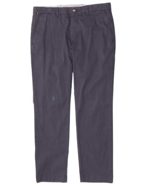 Pantaloni chino drepți pentru bărbați Tommy Hilfiger L34 L30 bleumarin geometric