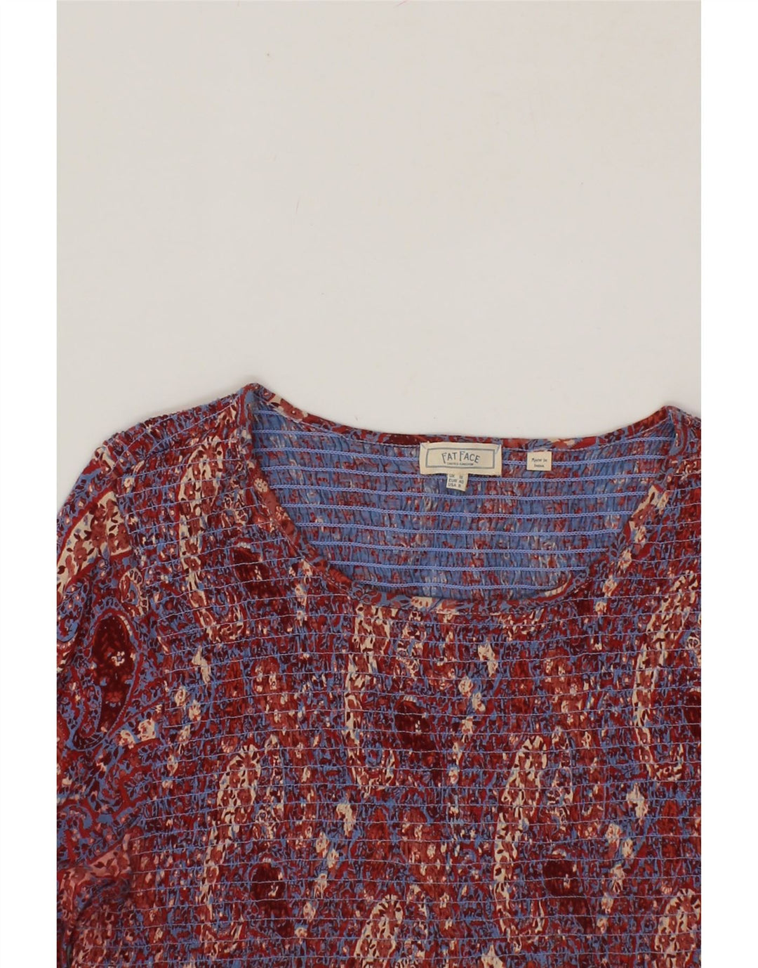 FAT FACE Womens Blouse Top UK 12 Medium  Maroon Paisley Cotton Vintage Fat Face and Second-Hand Fat Face from Messina Hembry 