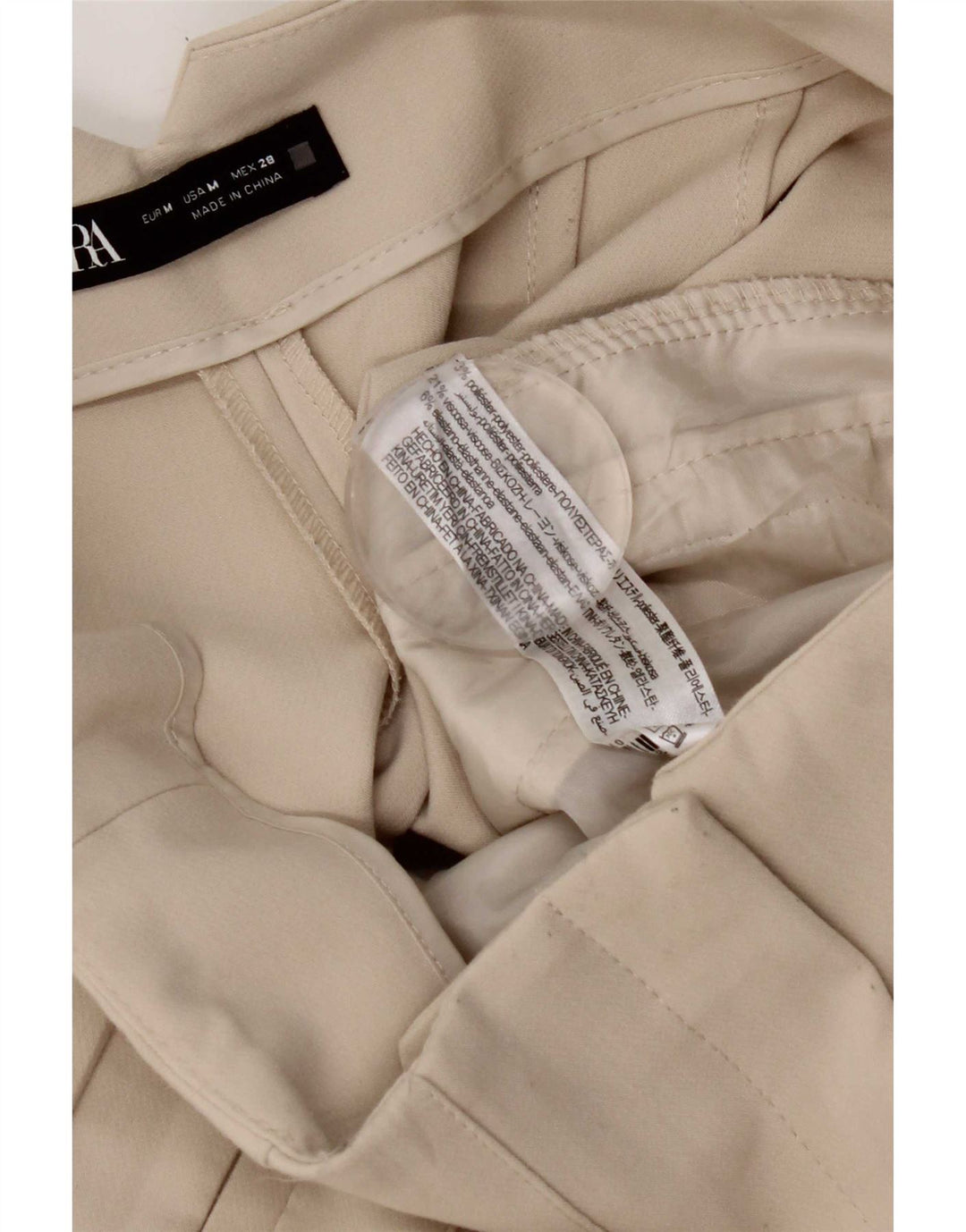 Pantaloni de costum conici pentru femei Zara Mediu L28 L26 Poliester alb