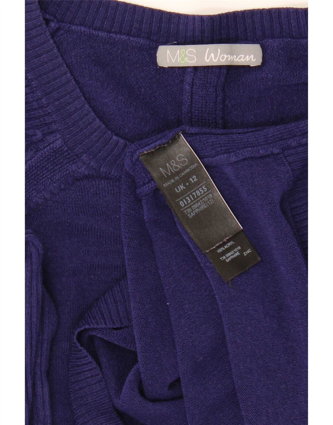 Pulover pentru femei Marks & Spencer cu decolteu cu barca UK 12 Medium Bleumarin
