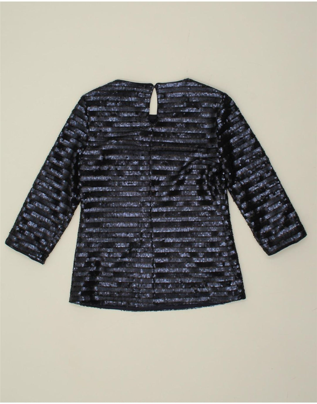 BODEN Womens Sequin Top 3/4 Sleeve UK 6 XS Navy Blue Colourblock Polyester Vintage Boden and Second-Hand Boden from Messina Hembry 