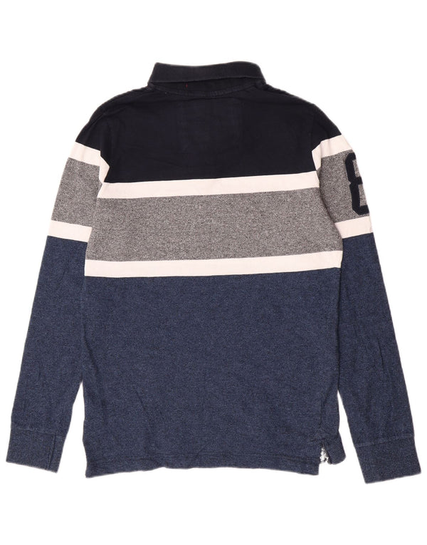 Tricou polo Rugby cu mânecă lungă Superdry pentru băieți 15-16 ani XL, albastru, bloc de culoare