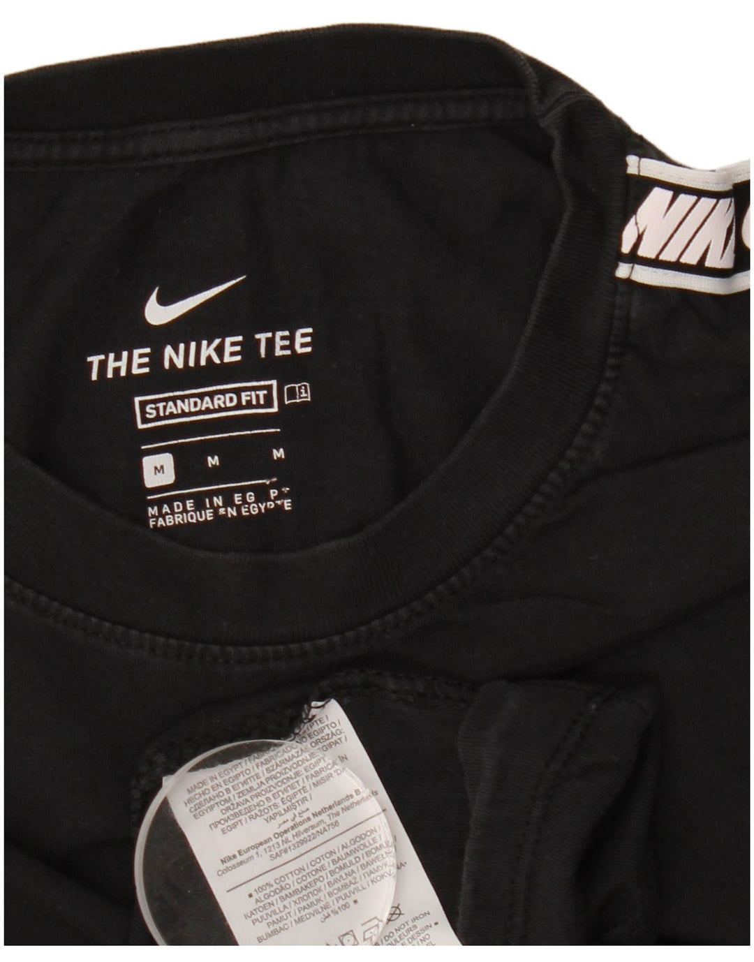 Tricou grafic NIKE pentru bărbați, cu croiala standard, top mediu din bumbac negru
