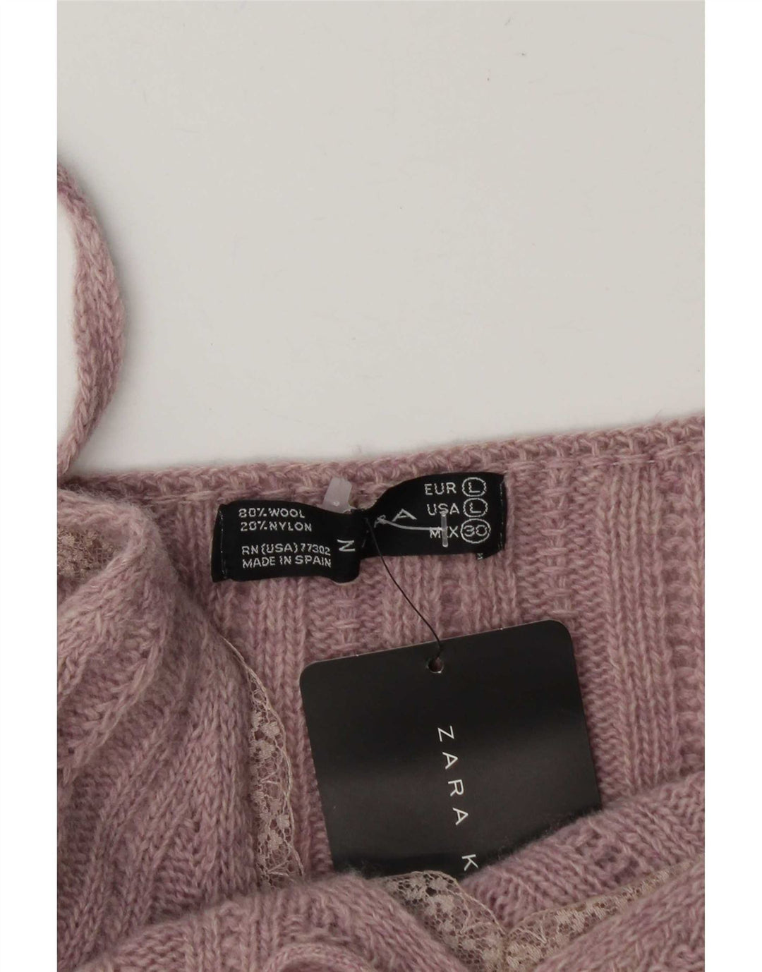 Top cu tricot din tricot pentru femei Zara UK 14, lână mare, roz
