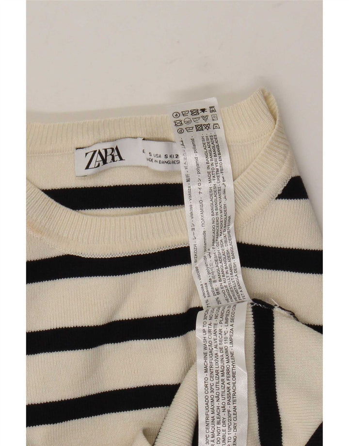 Bluză Crop Top Femei Zara Marea Britanie 8 Mic din viscoză cu dungi alb