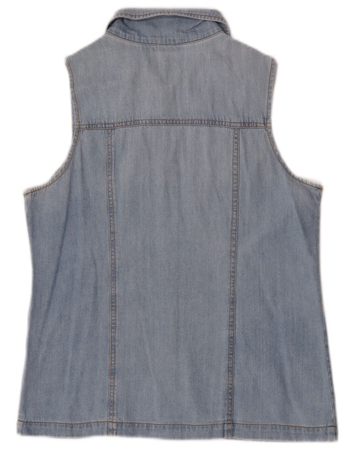 Cămașă din denim fără mâneci vintage pentru femei UK 12 albastru mediu
