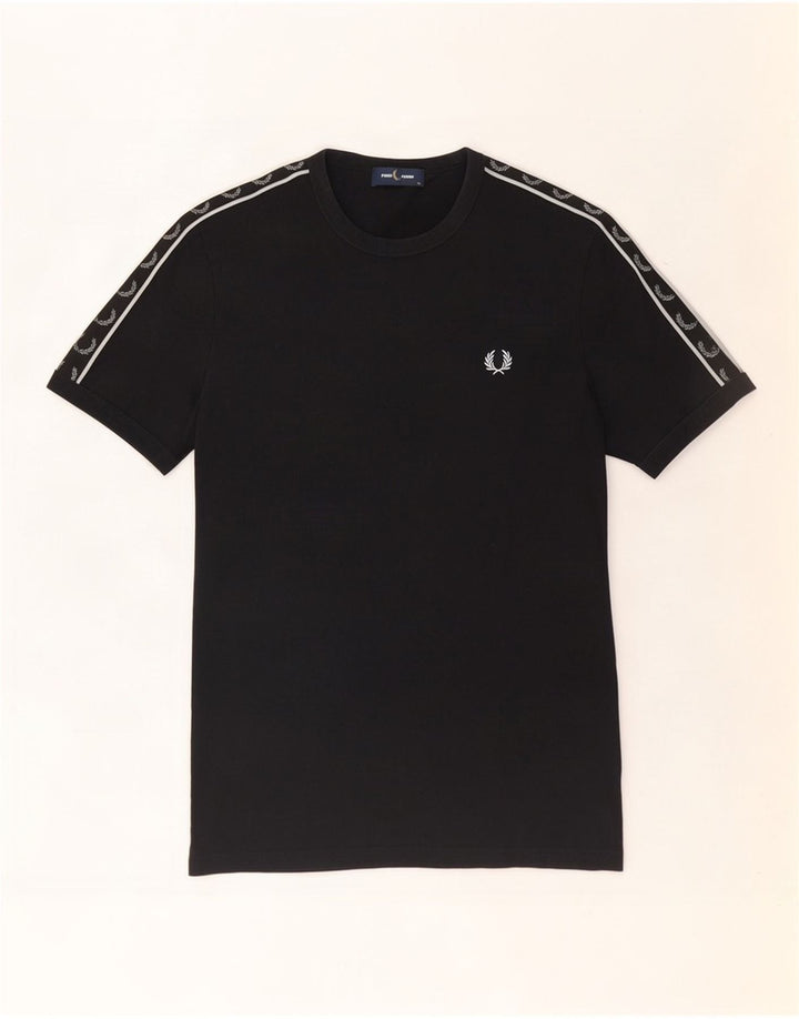 Tricou grafic Fred Perry pentru bărbați Top mediu din bumbac negru