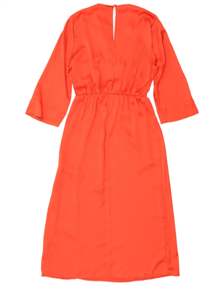 Rochie maxi ZARA pentru femei cu mâneci 3/4 UK 16 Poliester portocaliu mare