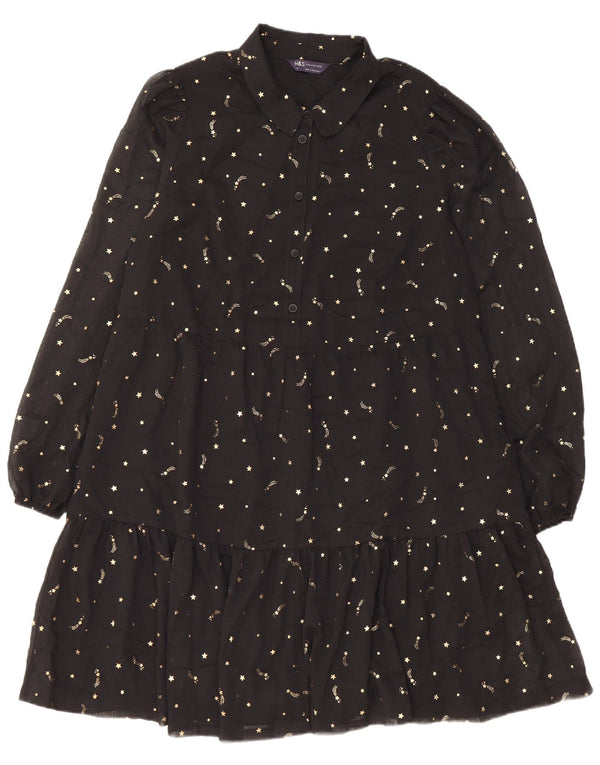 Rochie cu etaje pentru femei Marks & Spencer, cu model abstract, UK 14 Medium Black