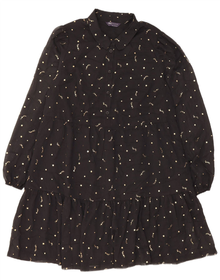 Rochie cu etaje pentru femei Marks & Spencer, cu model abstract, UK 14 Medium Black