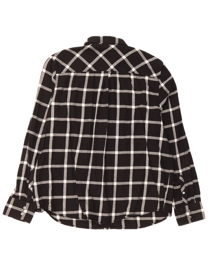 Cămașă de flanel pentru femei J. CREW UK 16 mare, bumbac cu carouri negru