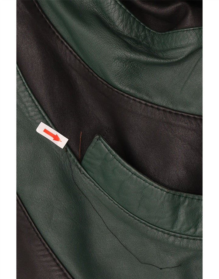 Jachetă de piele vintage pentru femei, cu tăiere largi, EU 46 XL, piele neagră color bloc