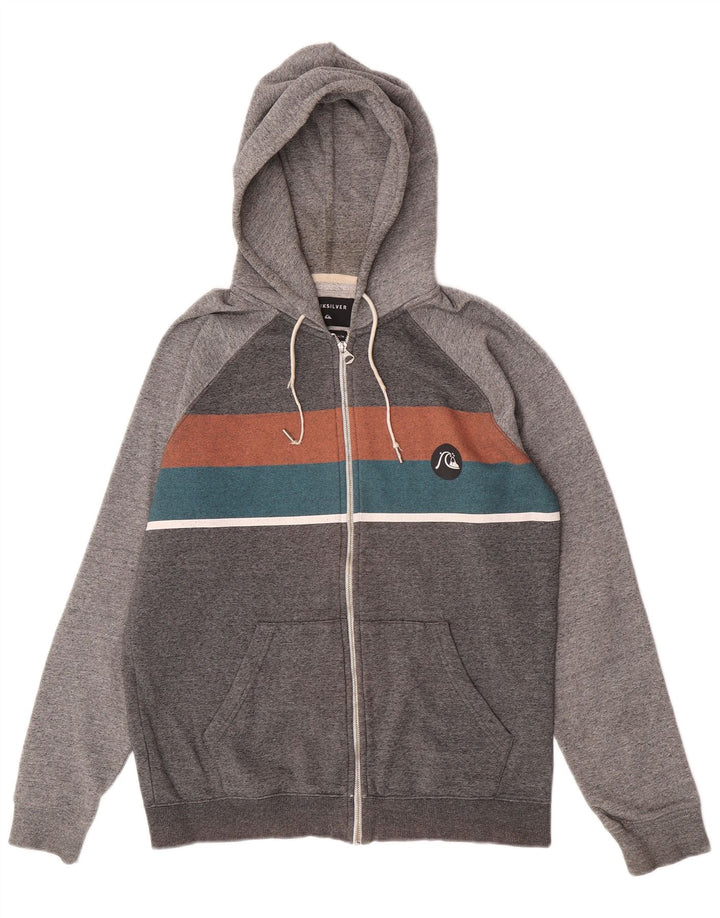 Pulover QUIKSILVER pentru bărbați, cu fermoar, din bumbac color bloc, gri mediu