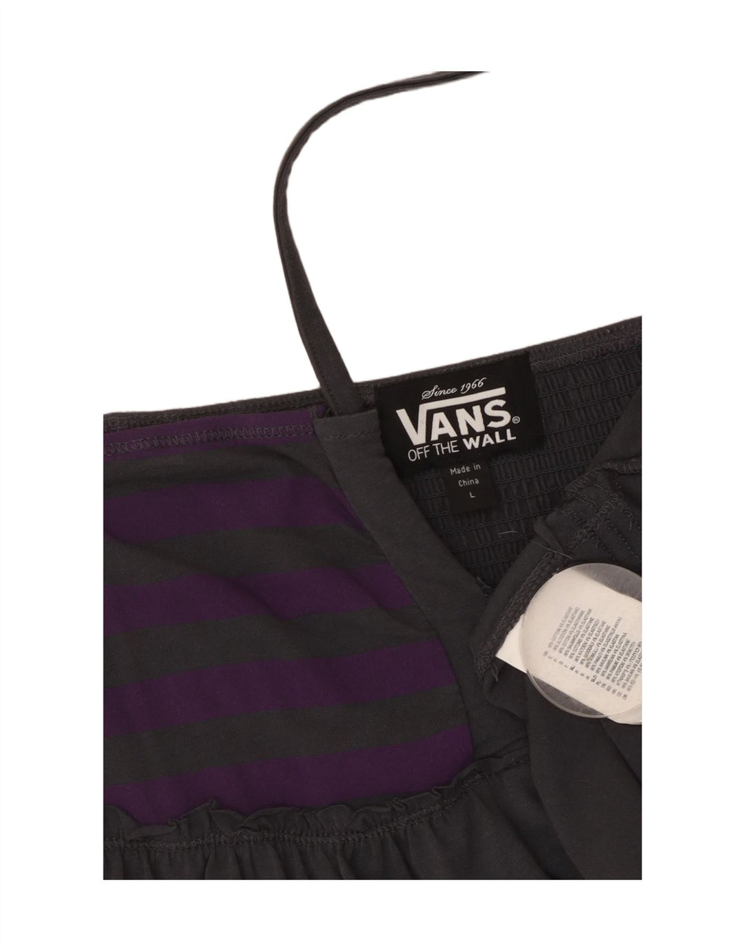 Vans Crop Halter Top pentru femei UK 14, mare, bumbac cu dungi gri