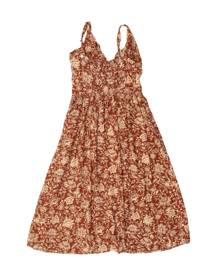 Rochie în formă de A fără mâneci pentru femei Express UK 12 Maro mediu Viscoză florală