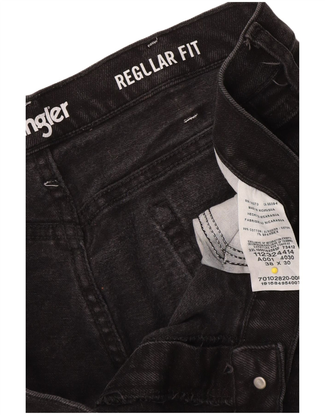 Blugi drepti Wrangler pentru bărbați, cu ajustare normală, W38 L30, bumbac negru