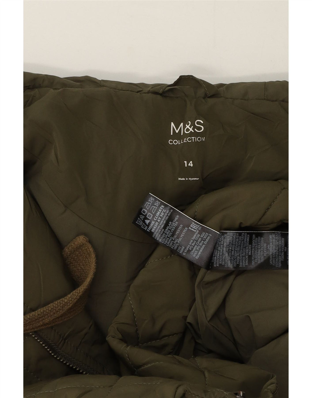 Marks & Spencer pardesiu supradimensionat matlasat cu glugă pentru femei UK 14 mare verde