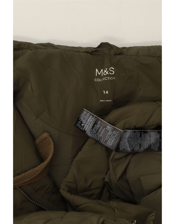 Marks & Spencer pardesiu supradimensionat matlasat cu glugă pentru femei UK 14 mare verde